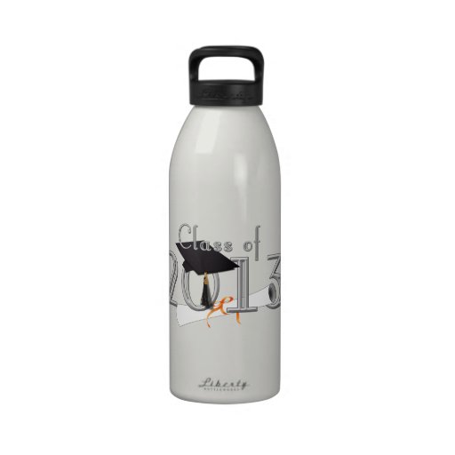 Class Of 2013 Classic Font w/Grad Cap & Diploma Reusable Water Bottles