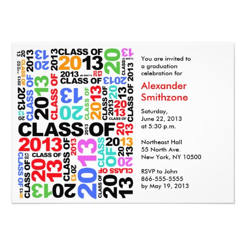 Class of 2013 Colors Graduation Invitation Card