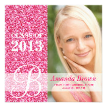 Class of 2013 Grad Announcement Photo Pink Glitter