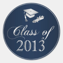 Class of 2013 Graduation Cap & Diploma Seals Round Stickers