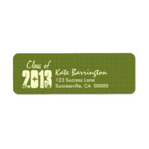 Class of 2013 New Grad or Any Year Green Return Address Labels