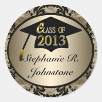 Class Of 2013 Vintage Gold Round Grad Stickers stickers