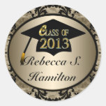 Class Of 2013 Vintage Gold Round Grad Stickers