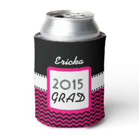Class of 2015 ANY YEAR Custom Name Pink Chevrons 6 Can Cooler