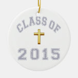Class Of 2015 Christian Cross - Grey 2 Ornaments