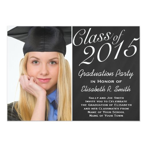 Class of 2015 Graduation Party Chalkboard Portrait Personalized Announcement (front side)