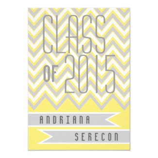 Class of 2015 modern chevron yellow graduation card
