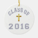 Class Of 2016 Christian Cross - Grey 2 Ornaments