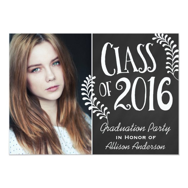 Class of 2016 Graduation Party Chalkboard Vintage 5x7 Paper Invitation Card (front side)