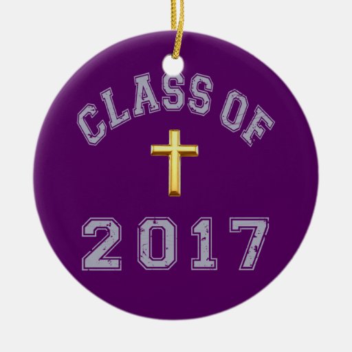 Class Of 2017 Christian Cross Grey 2 Christmas Ornaments