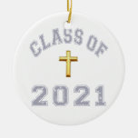 Class Of 2021 Christian Cross - Grey 2 Christmas Tree Ornament
