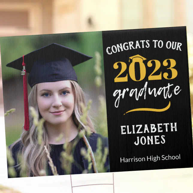 Class Of Double Sided Custom Graduation Photo Sign Zazzle