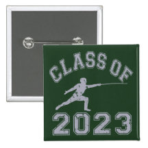 Class Of 2023 Fencing - Grey 2 Pinback Button