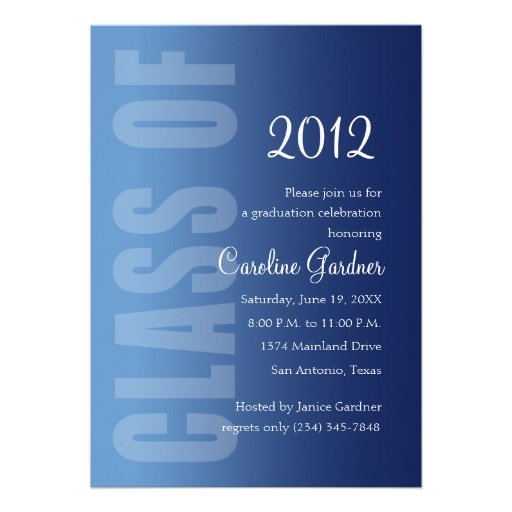 Class of 20XX Graduation Any Color with Navy Fade Invite