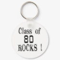 Class of '80 Rocks! Keychain by TShirtDotCom Class of '80 Rocks! Keychain