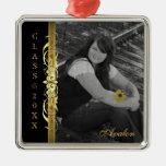 Class of Gold Scroll Photo Black Ornament