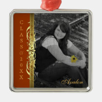 Class of Gold Scroll Photo Orange Ornament