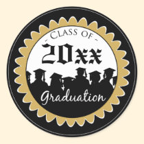 Class of [YEAR] Graduation Invitation Seal: black stickers