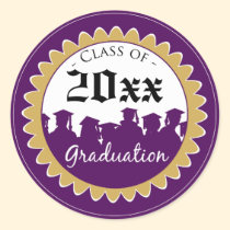 Class of [YEAR] Graduation Invitation Seal: purple stickers