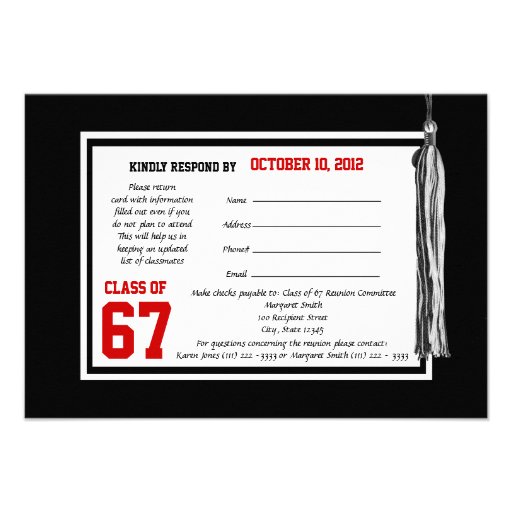 Class Reunion Response Card Invitation