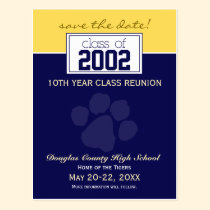 Class Reunion Save-the-Date Announcement (blue) postcards