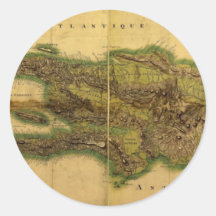 Classic 1805 Antiquarian Map of Hispaniola Round Stickers