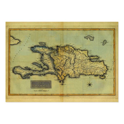 Classic 1823 Antiquarian Map of Hispaniola & Haiti Business Cards (back side)