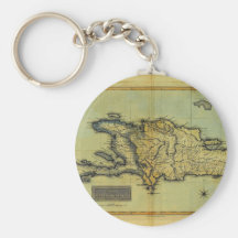 Classic 1823 Antiquarian Map of Hispaniola & Haiti Keychain