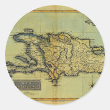 Classic 1823 Antiquarian Map of Hispaniola & Haiti Round Sticker