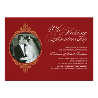 Classic 40th Anniversary Photo Invitations