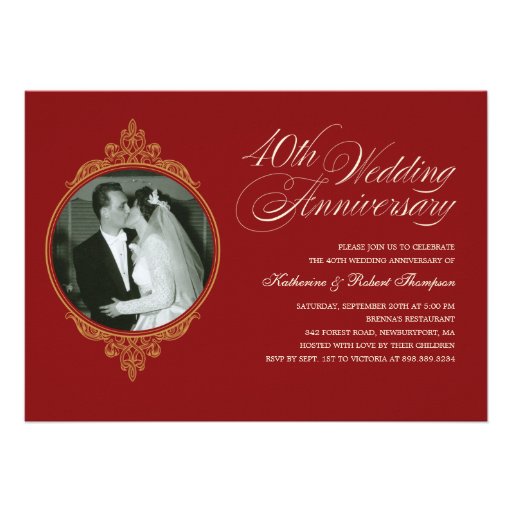 Classic 40th Anniversary Photo Invitations