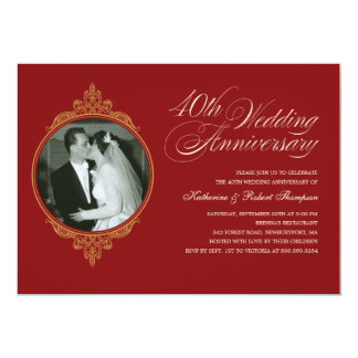 40th Ruby Wedding Anniversary Invitations & Announcements | Zazzle