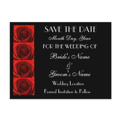 Classic 4 Red Roses Save the Date Wedding Postcard