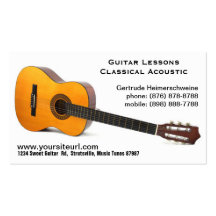 Classic Acoustic Guitar Photo - Music Lessons Business Cards