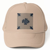 Classic Antiquarian Delft Blue Tile - Floral Motif Trucker Hats