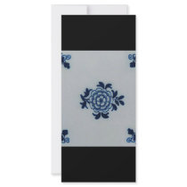 Classic Antiquarian Delft Blue Tile - Floral Motif Rack Card