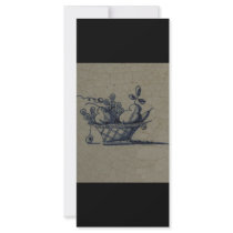Classic Antiquarian Delft Blue Tile - Fruit Basket Rack Card Design