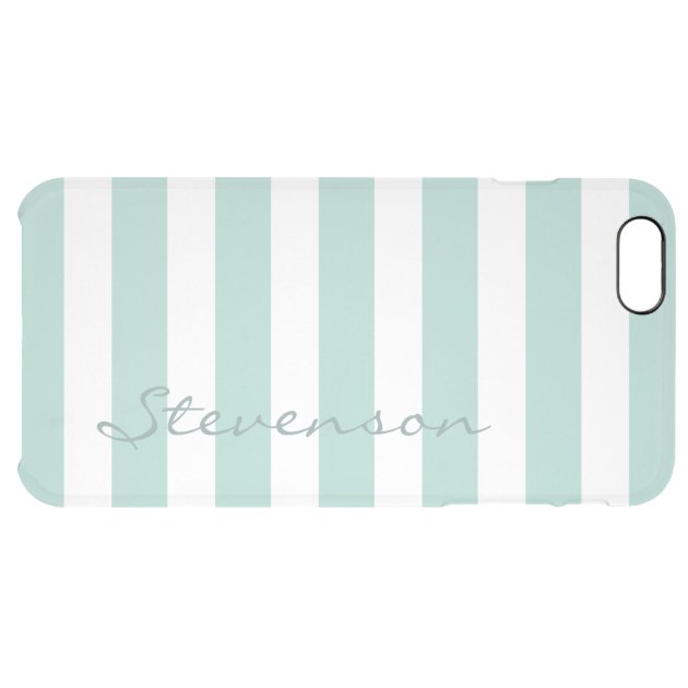 Classic Aqua Mint Stripe Pattern Personalized Name Uncommon Clearlyâ„¢ Deflector iPhone 6 Plus Case-5