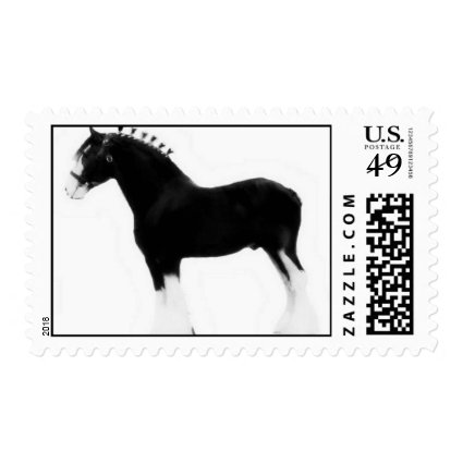 classic art clydesdale horse stamp