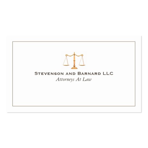 Classic Attorney Justice Scale  Business Card (front side)