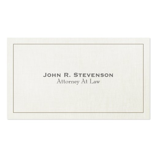 Classic Attorney Soft Linen Look Business Cards (front side)