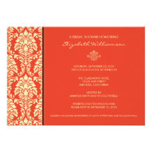 Classic Baroque Bridal Shower Invitation (coral)