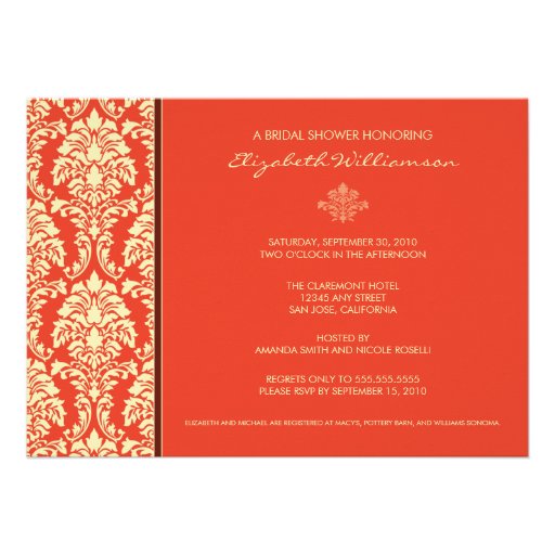 Classic Baroque Bridal Shower Invitation (coral)