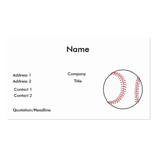 classic baseball design business card (front side)