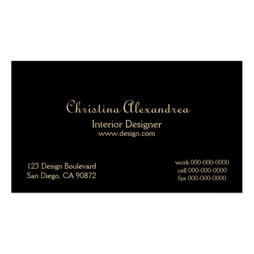 Classic Black and Gold Damask Business Card (front side)
