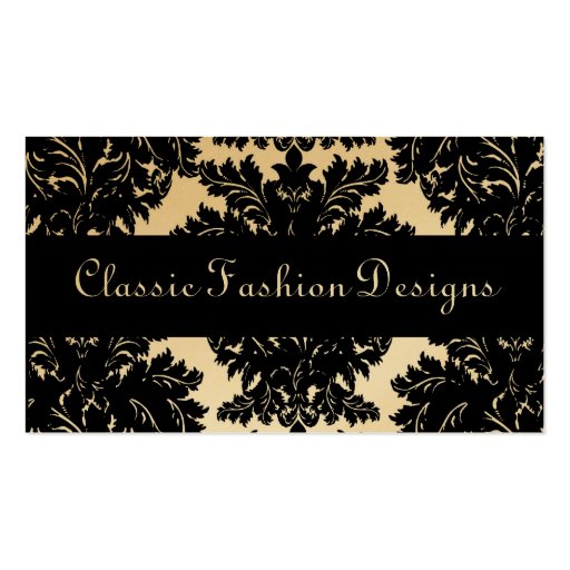 Classic Black and Gold Damask Business Card (back side)