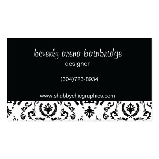 Classic Black and White Damask Business Card (back side)