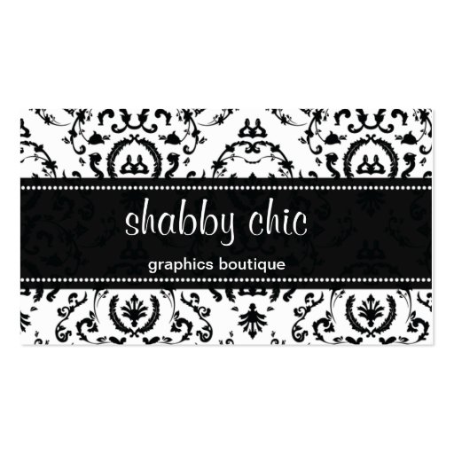 Classic Black and White Damask Business Card (front side)