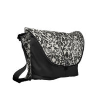 Classic Black and White Damask Messenger Bags