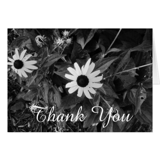 Classic Black and White Flower Thank You Card Zazzle